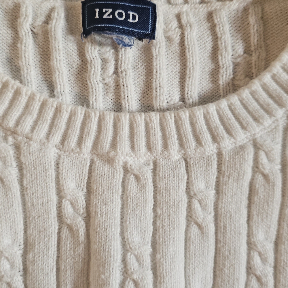 Izod Cream Cable Knit Pullover